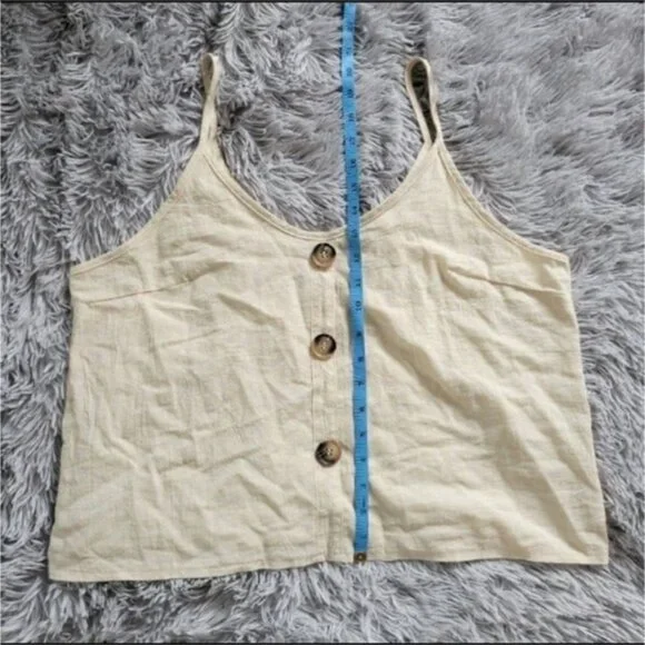 SHEIN Cream‎ White Spaghetti Strap Tank Top with Brown Buttons Women size XL - Picture 4 of 7